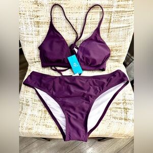 Cupshe Deep Plum Triangle Bikini Set